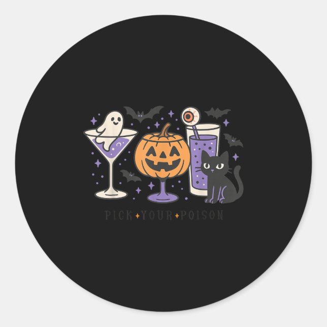 Sticker Rond Ck Your Ison Halloween Black Cat Pumpkin Ghost Tai (Devant)