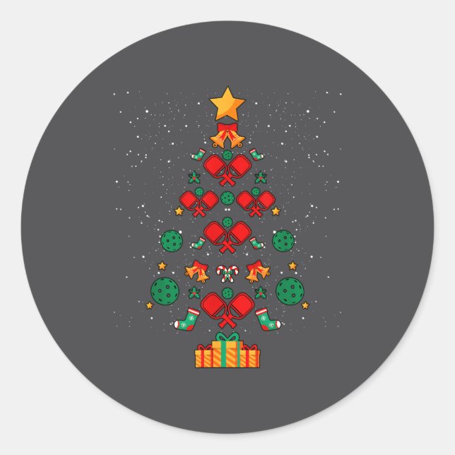 Sticker Rond Ckleball Player Coach Christmas Tree Xmas  (Devant)