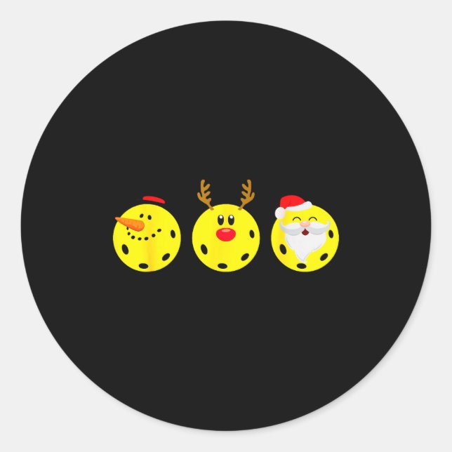 Sticker Rond Ckleball Santa Snowman Reindeer Christmas Ornament (Devant)