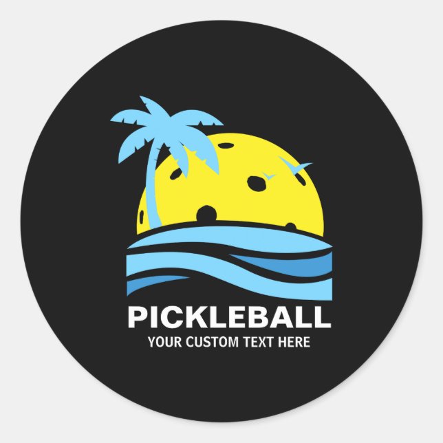 Sticker Rond Ckleball Trocal Palm Tree Sun Your Text  (Devant)