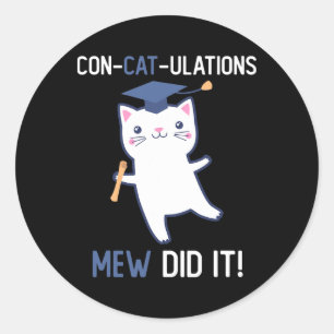Sticker Rond Cl De 2025 Diplômé Mew L'A Fait Amoureux des chats