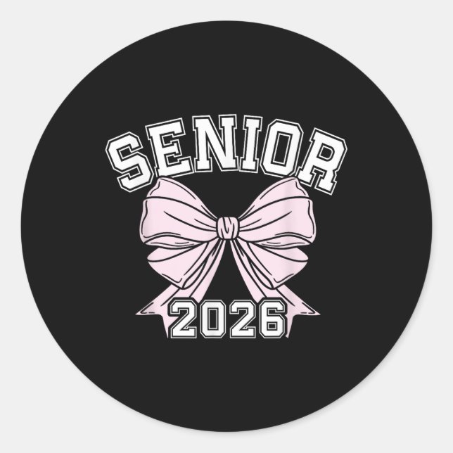 Sticker Rond Cl De 2026 Senior Coquette Bow Aesthétique (Devant)