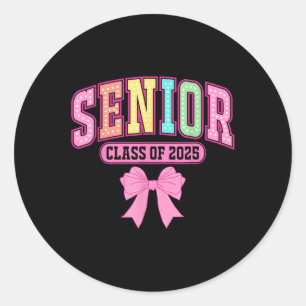 Sticker Rond Cl Of 2025 Coquette Graduation Senior 2025 Retour 