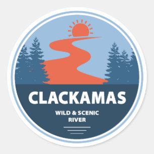 Sticker Rond Clackamas Wild and Pittoresque River Oregon