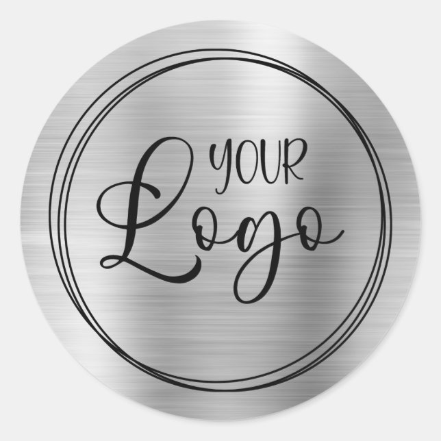Sticker Rond Clair Silver Phuile votre logo d'entreprise ici (Devant)