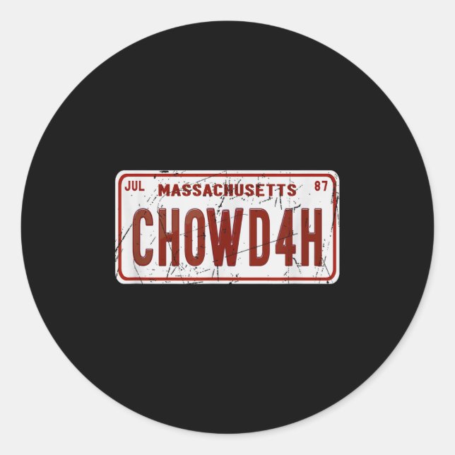 Sticker Rond Clam Chowder Boston Accent Chowdah Funny  (Devant)
