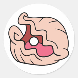 Sticker Rond Clame de dessin rose avec une perle en elle