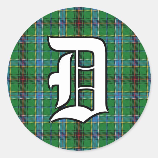 Sticker Rond Clan classique Duncan Tartan Monogramme (Devant)