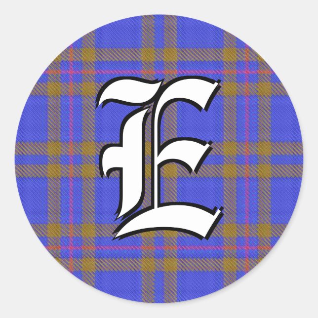 Sticker Rond Clan classique Elliot Elliott Tartan Monogramme (Devant)