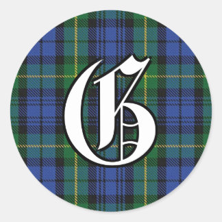 Sticker Rond Clan classique Gordon Tartan Monogramme