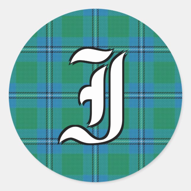 Sticker Rond Clan classique Irvine Irwin Tartan Monogramme (Devant)