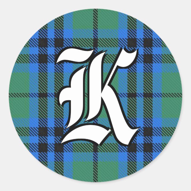Sticker Rond Clan classique Keith Tartan Monogramme (Devant)