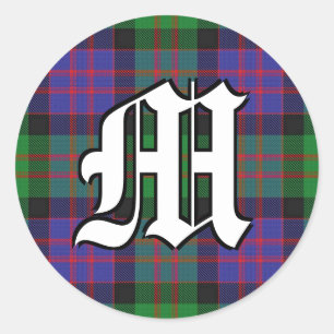 Sticker Rond Clan classique MacDonald Donald Tartan Monogramme