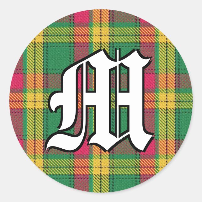 Sticker Rond Clan classique MacMillan Tartan Monogramme (Devant)