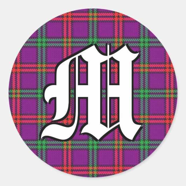 Sticker Rond Clan classique Montgomery Tartan Monogramme (Devant)