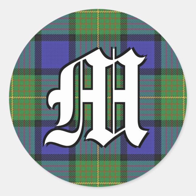 Sticker Rond Clan classique Muir Tartan Monogramme (Devant)