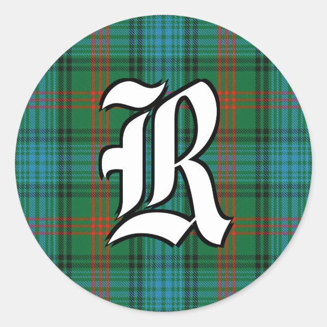 Sticker Rond Clan classique Ross Tartan Monogramme (Devant)