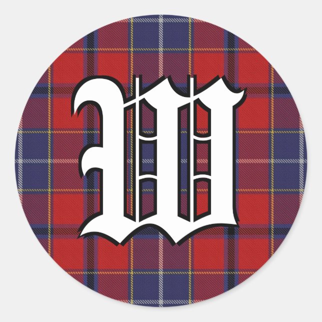 Sticker Rond Clan classique Wishart Tartan Monogramme (Devant)