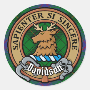 Sticker Rond Clan Davidson Crest sur Tartan