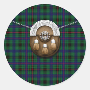 Sticker Rond Clan Davidson Tartan Et Sporran