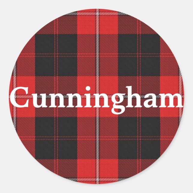 Sticker Rond Clan écossais Cunningham Tartan Plaid (Devant)
