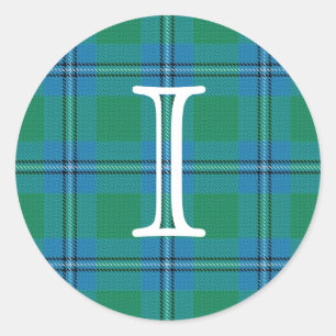 Sticker Rond Clan écossais Irvine Irwin Tartan Avec Monogramme