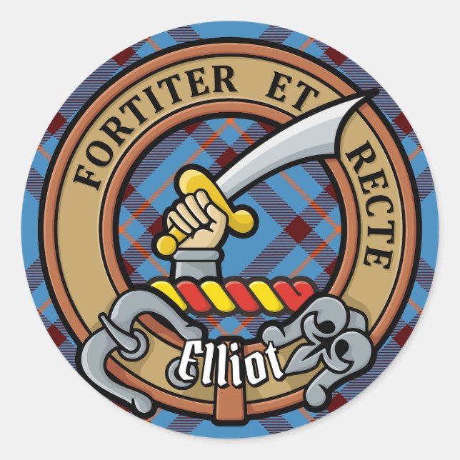 Sticker Rond Clan Elliot Crest sur le tarte antique (Devant)