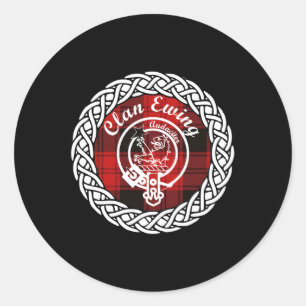 Sticker Rond Clan Ewing Nom de famille Scottish Tan Crest