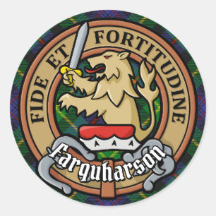 Sticker Rond Clan Farquharson Crest sur Tartan