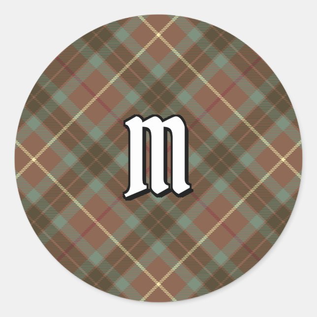 Sticker Rond Clan Fraser Chasse Tartan Patiné (Devant)