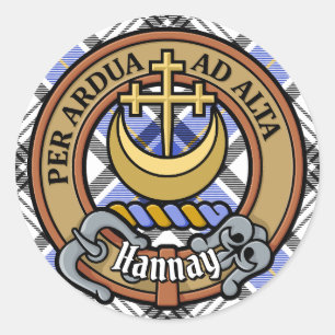 Sticker Rond Clan Hannay Crest sur Tartan
