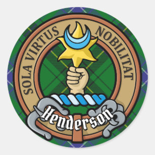 Sticker Rond Clan Henderson Crest sur Tartan