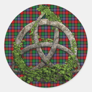 Sticker Rond Clan Kilgore Tartan Celtic Trinity