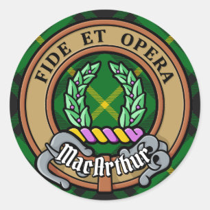 Sticker Rond Clan MacArthur Crest sur Tartan