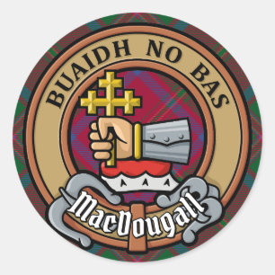 Sticker Rond Clan MacDougall Crest sur Tartan