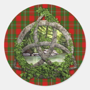 Sticker Rond Clan MacGregor Tartan Et Kot De Trinité Celtique