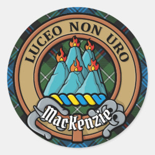Sticker Rond Clan MacKenzie Crest sur Tartan