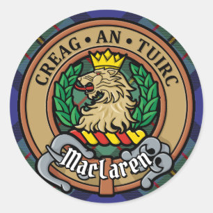 Sticker Rond Clan MacLaren Crest sur Tartan