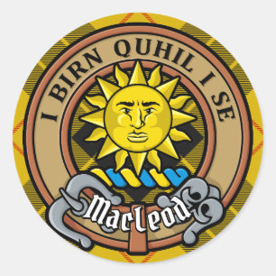Sticker Rond Clan MacLeod de Lewis Crest sur Tartan