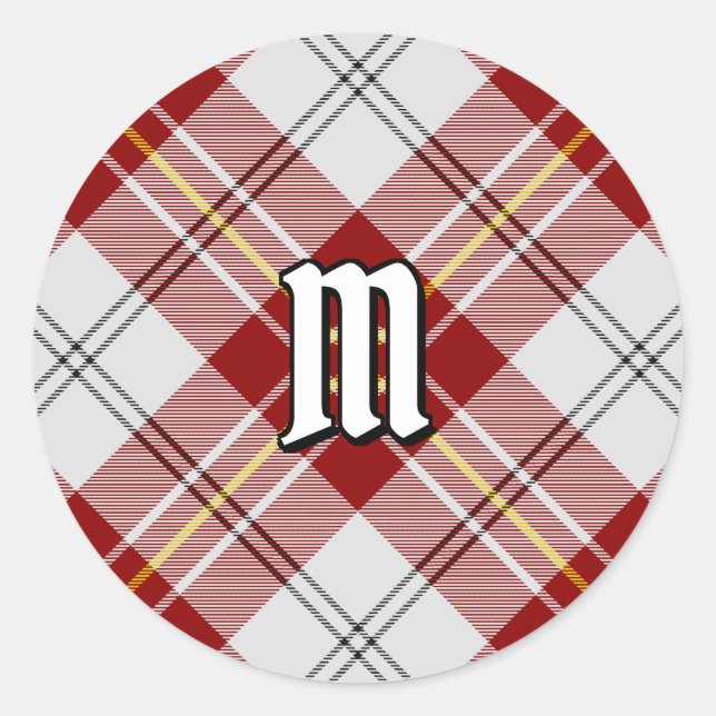 Sticker Rond Clan MacPherson Robe Rouge Tartan (Devant)