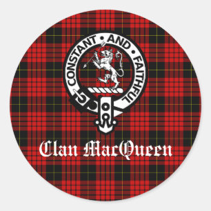 Sticker Rond Clan MacQueen Crest Badge & Tartan