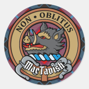 Sticker Rond Clan MacTavish Crest sur Tartan