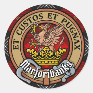 Sticker Rond Clan Marjoribanks crête sur Tartan