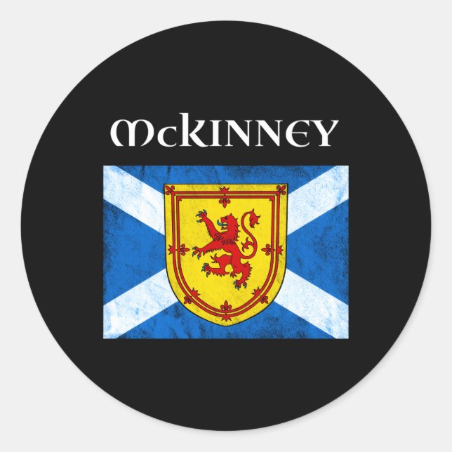 Sticker Rond Clan Mckinney Nom écossais Drapeau écossais (Devant)