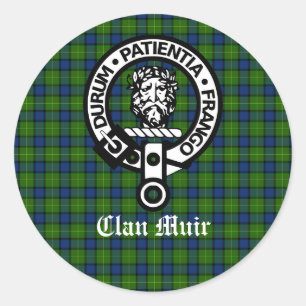 Sticker Rond Clan Muir Crest Badge et Tartan