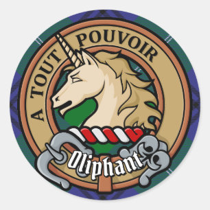 Sticker Rond Clan Oliphant Crest sur Tartan