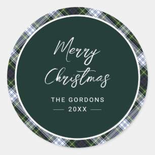 Sticker Rond Clan rustique vert plaid Gordon Tartan