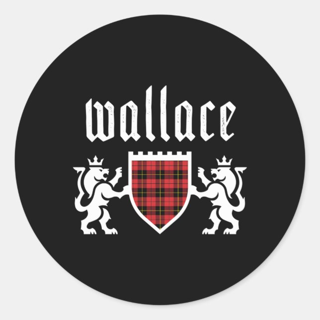 Sticker Rond Clan Wallace Tan Scottish Plaid Wallace Family (Devant)