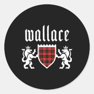 Sticker Rond Clan Wallace Tan Scottish Plaid Wallace Family
