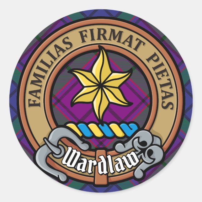 Sticker Rond Clan Wardlaw Crest sur Tartan (Devant)